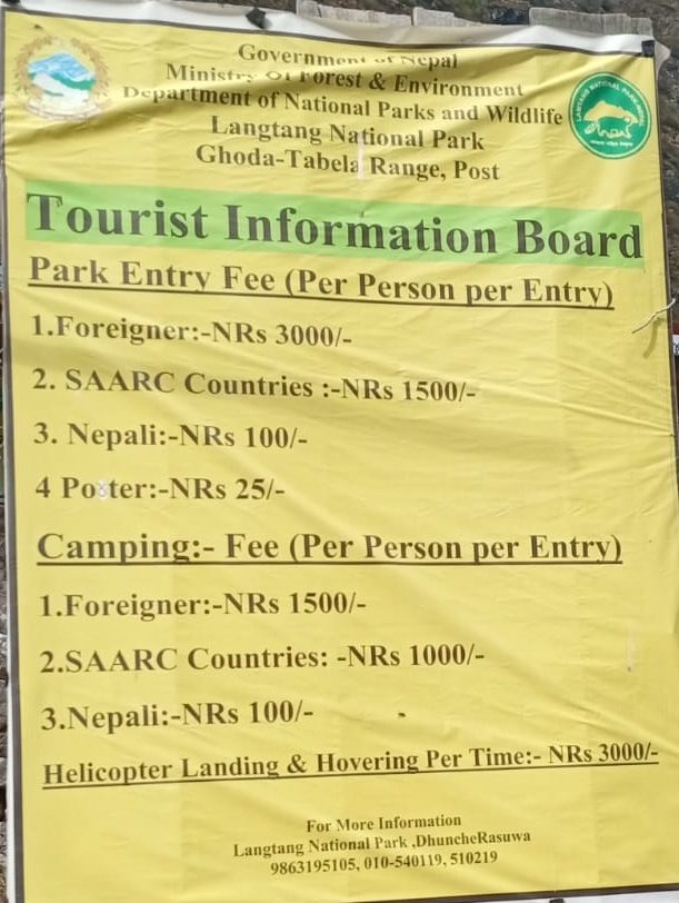 Langtang Trek Cost 2026: Complete & Honest Cost Breakdown 2 Langtang trek cost
Langtang trek entry cost for nepali, international tourist Langtang trek cost 2026