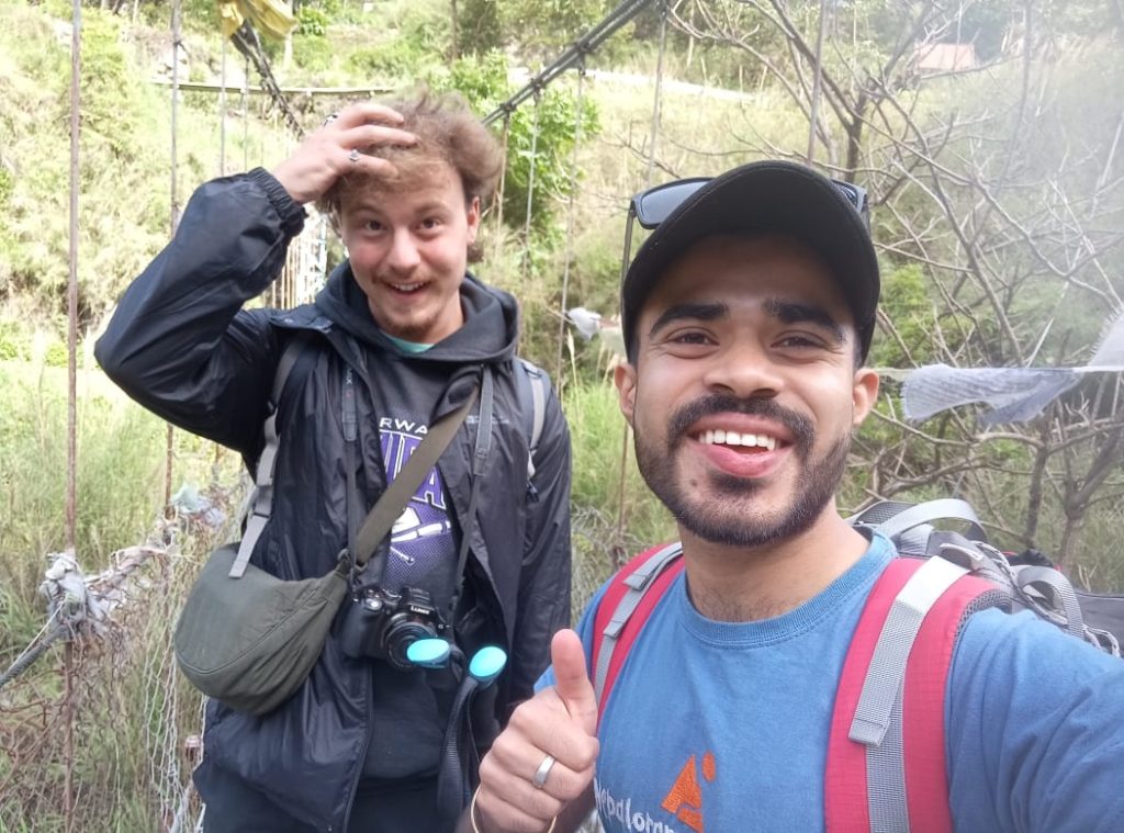 My First Time in Nepal – 9 days Langtang valley trek Experience 3 9 days Langtang valley trek crossing first suspension bridge snapping by my guide ram