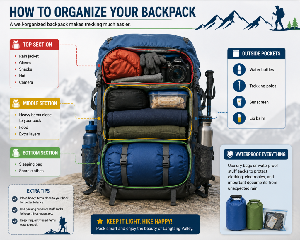 trekking backpack Langtang Valley Trek Packing List