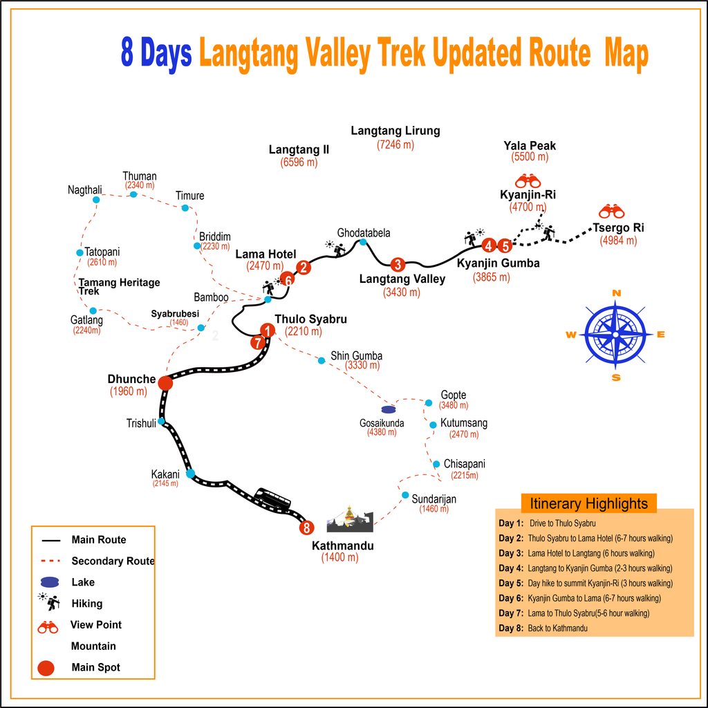 Langtang Valley Trek After Flood Langtang valley trek updated route map after flash flood 2026. langtang valley trek offline map , after flood langtang trek map, 8 days langtang valley trek upaded route map